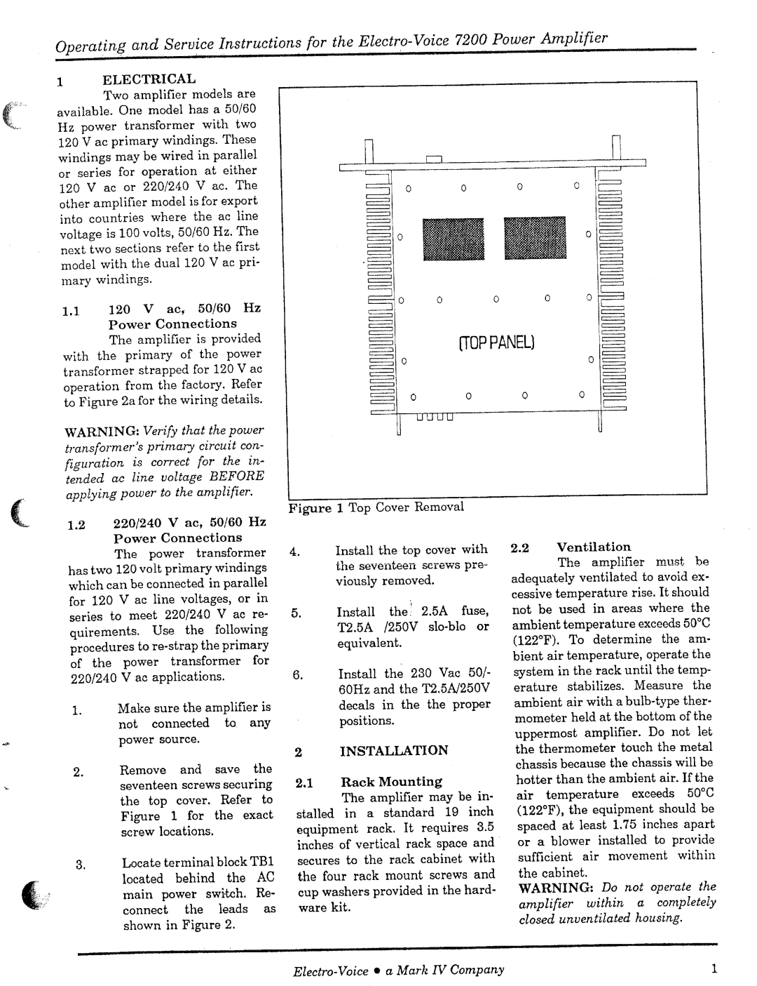 Electro-Voice 7200 manual 