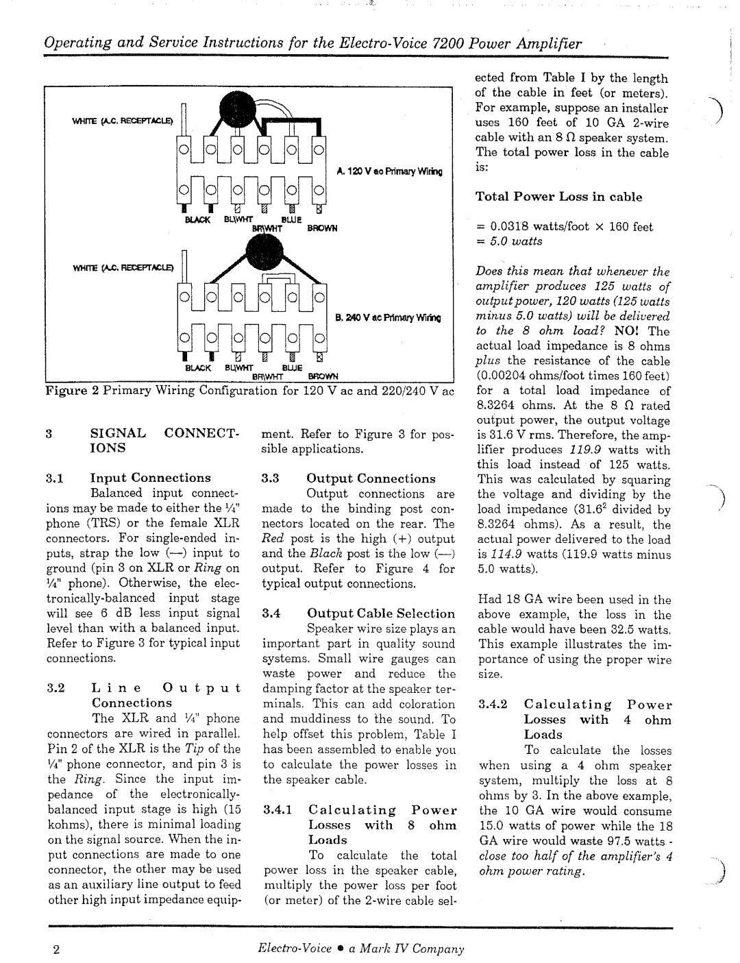 Electro-Voice 7200 manual 