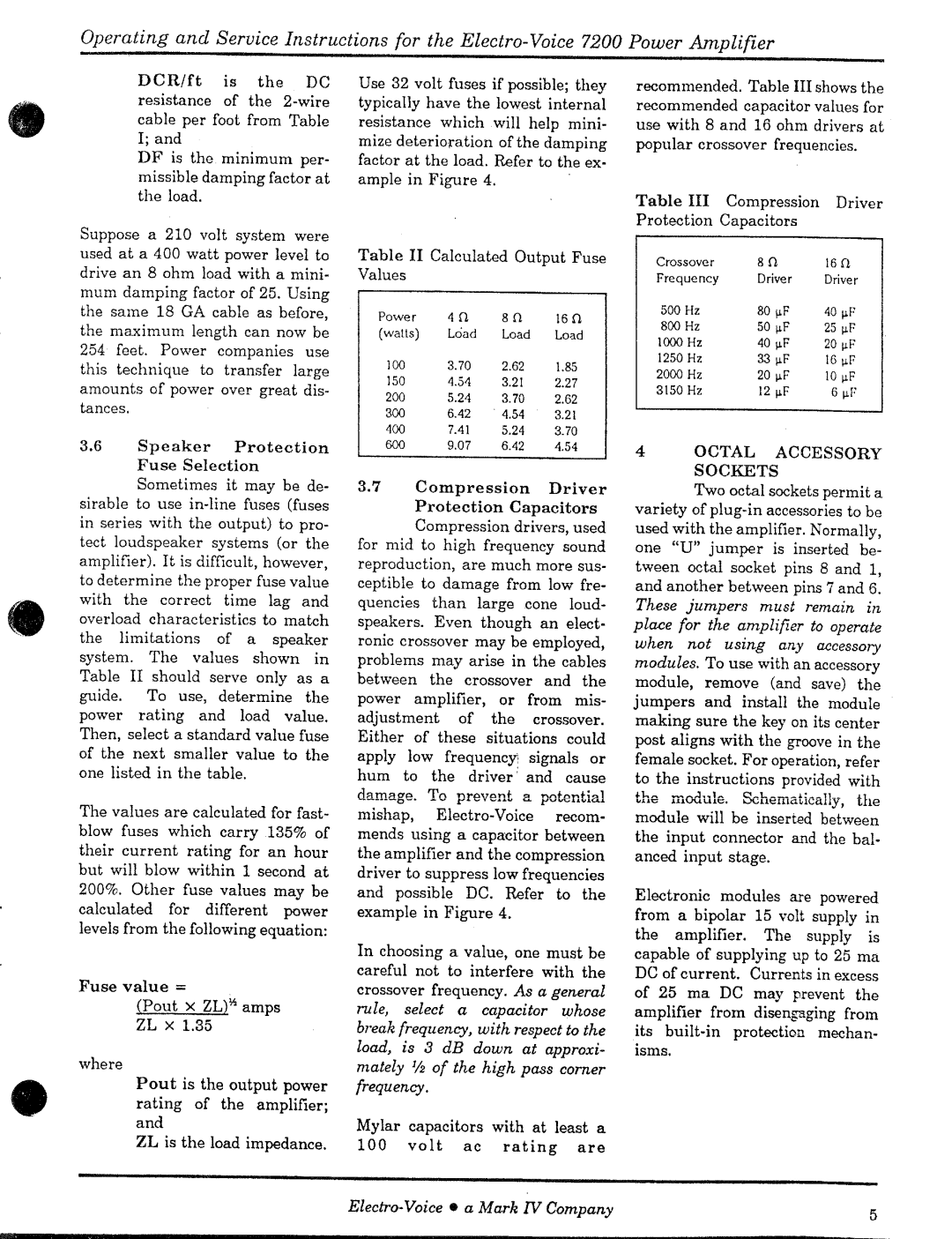 Electro-Voice 7200 manual 