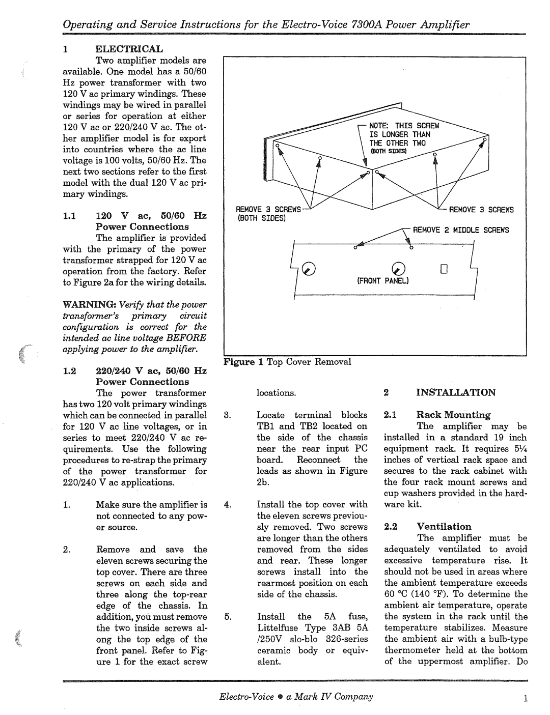 Electro-Voice 7300A manual 