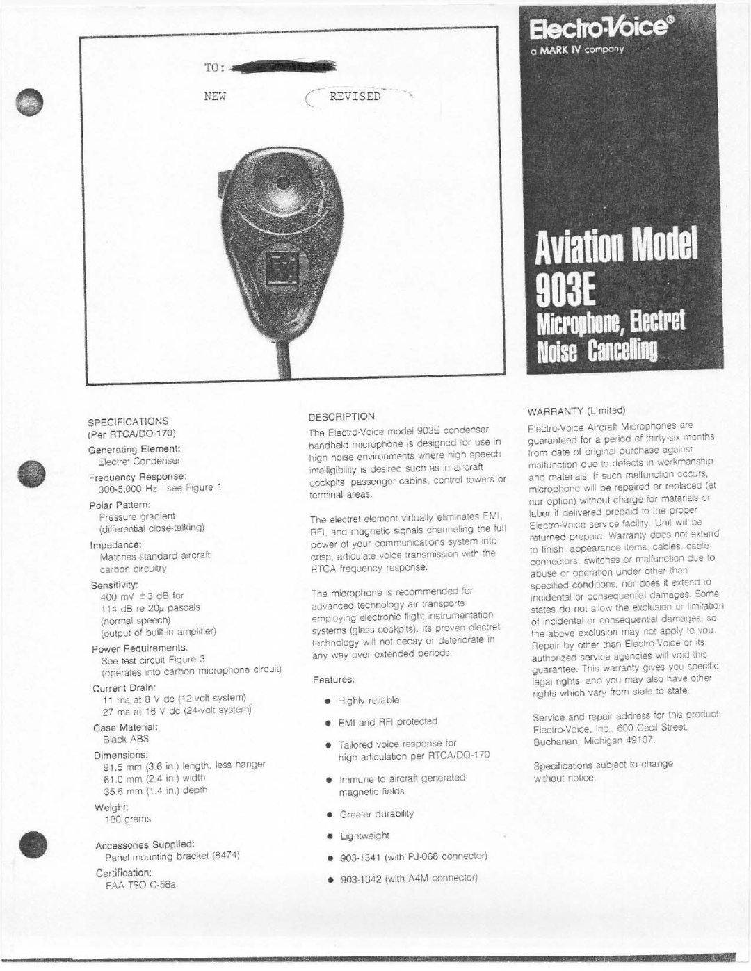 Electro-Voice 903E manual 