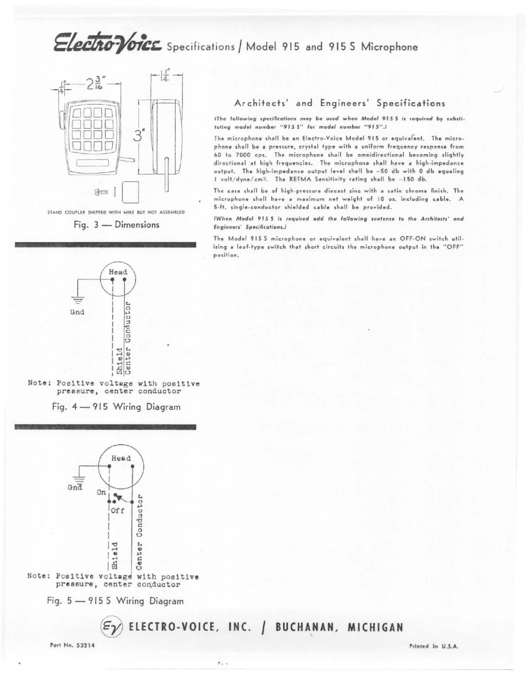 Electro-Voice 915S manual 