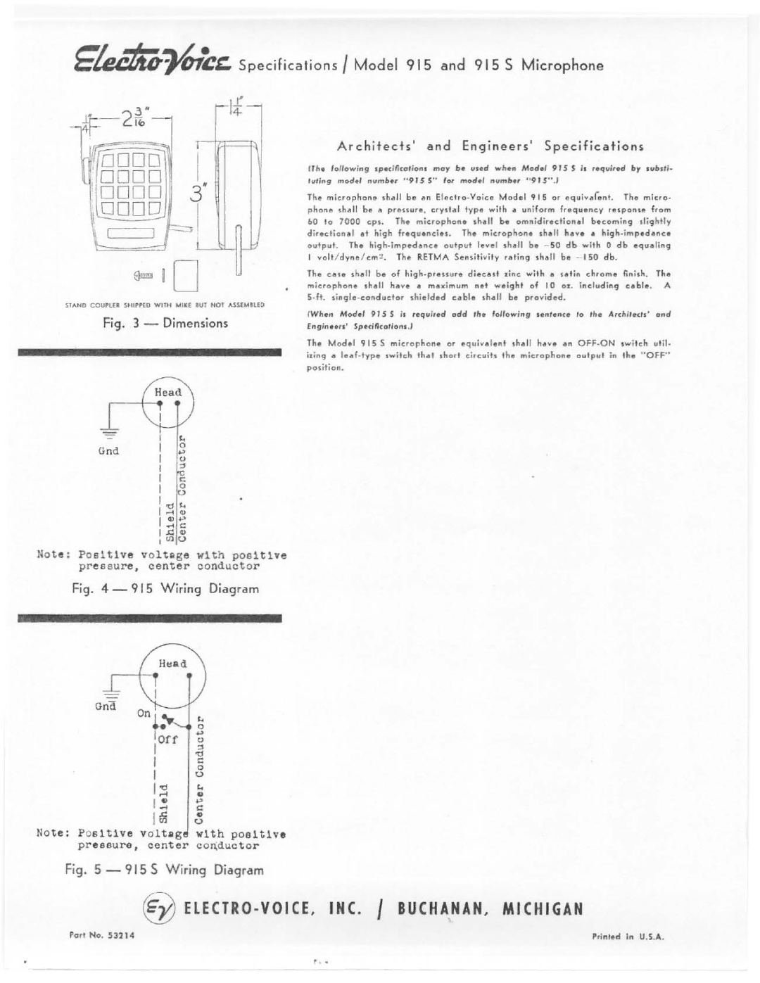 Electro-Voice 915S manual 