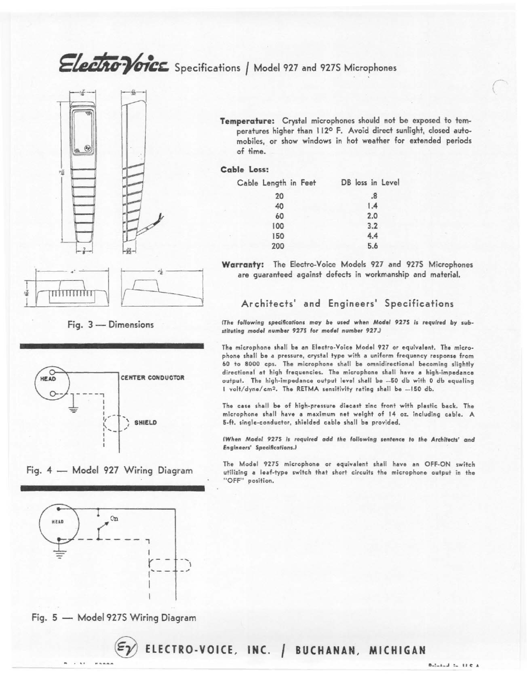 Electro-Voice 927S manual 