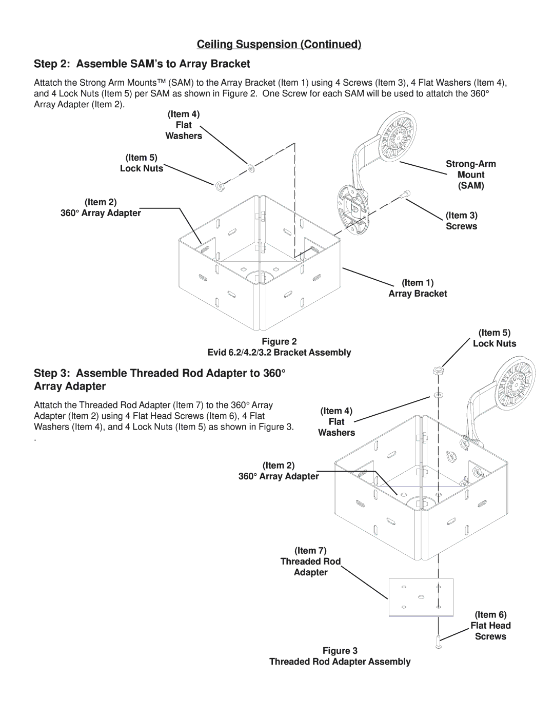 Electro-Voice AB-64 Ceiling Suspension Assemble SAM’s to Array Bracket, Assemble Threaded Rod Adapter to 360 Array Adapter 