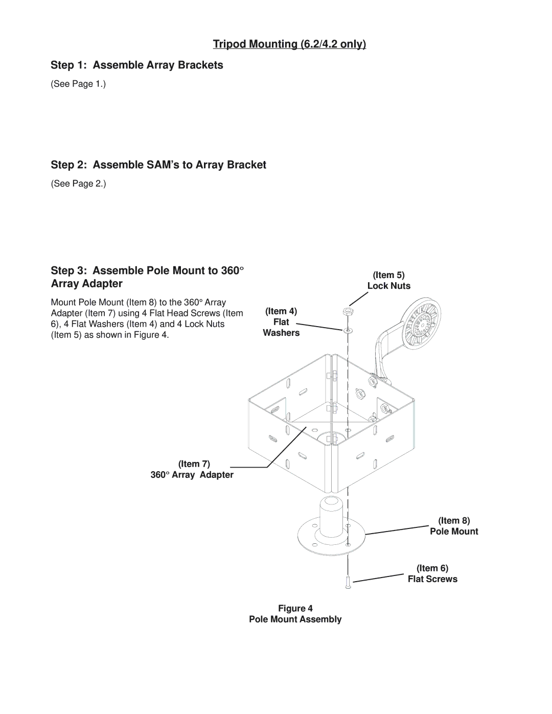 Electro-Voice AB-34, AB-64 installation instructions Tripod Mounting 6.2/4.2 only Assemble Array Brackets, Array Adapter 