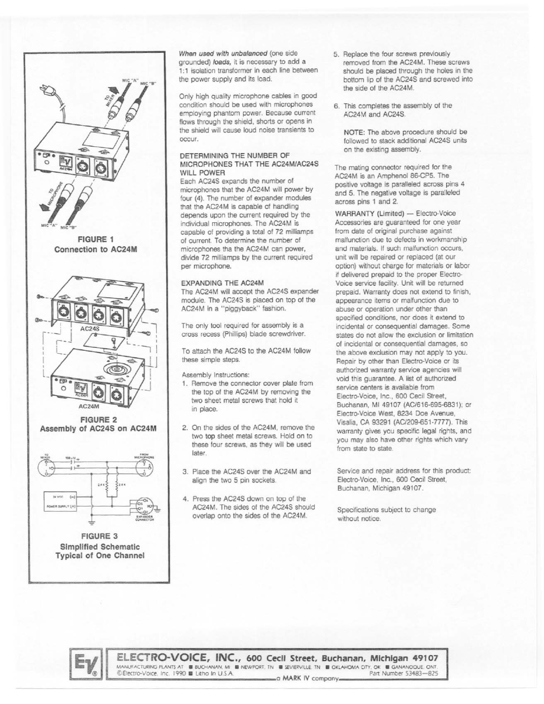 Electro-Voice AC24S, AC24M manual 
