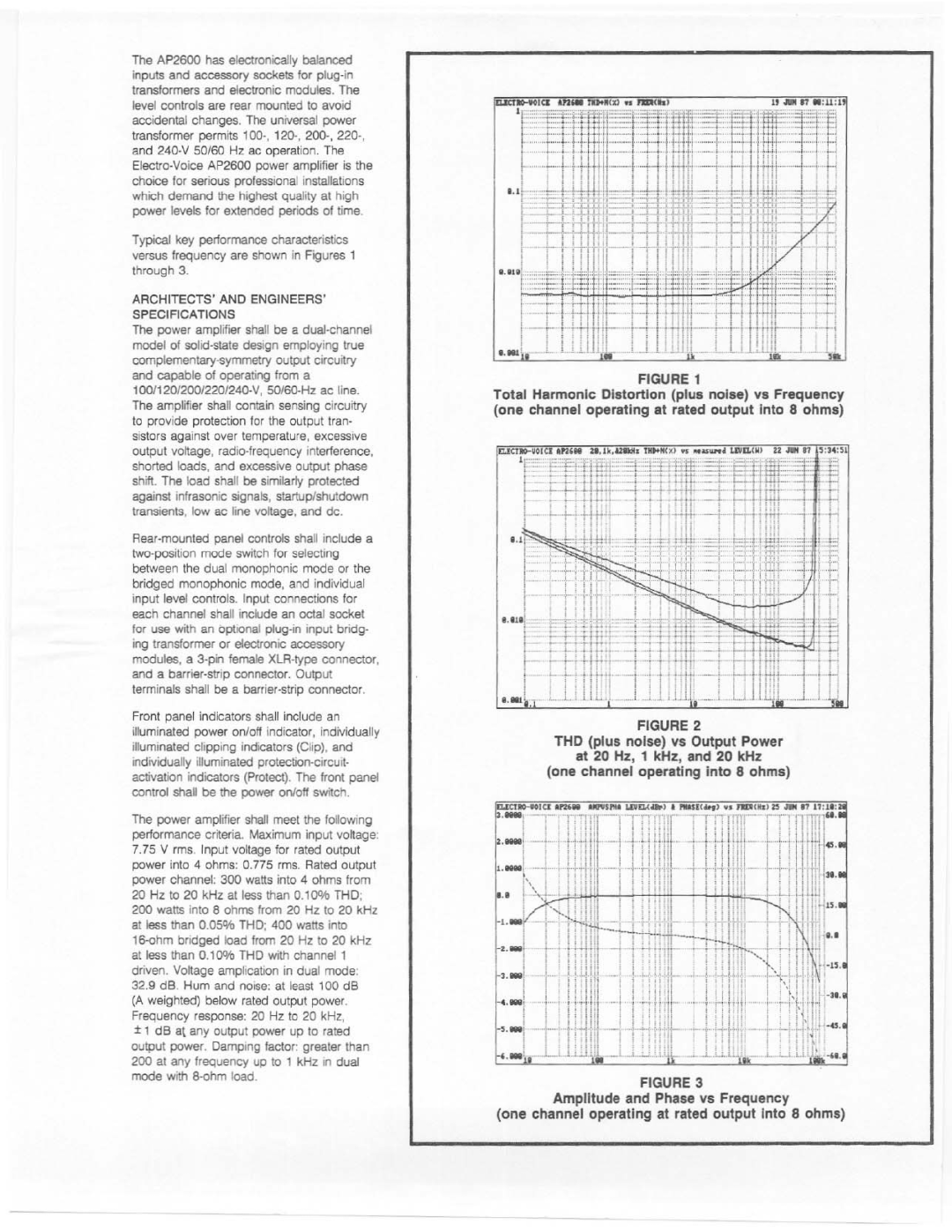 Electro-Voice AP2600 manual 