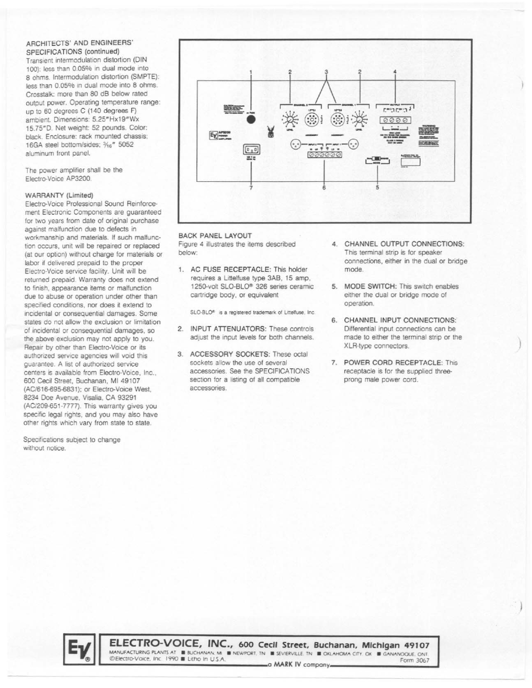 Electro-Voice AP3200 manual 
