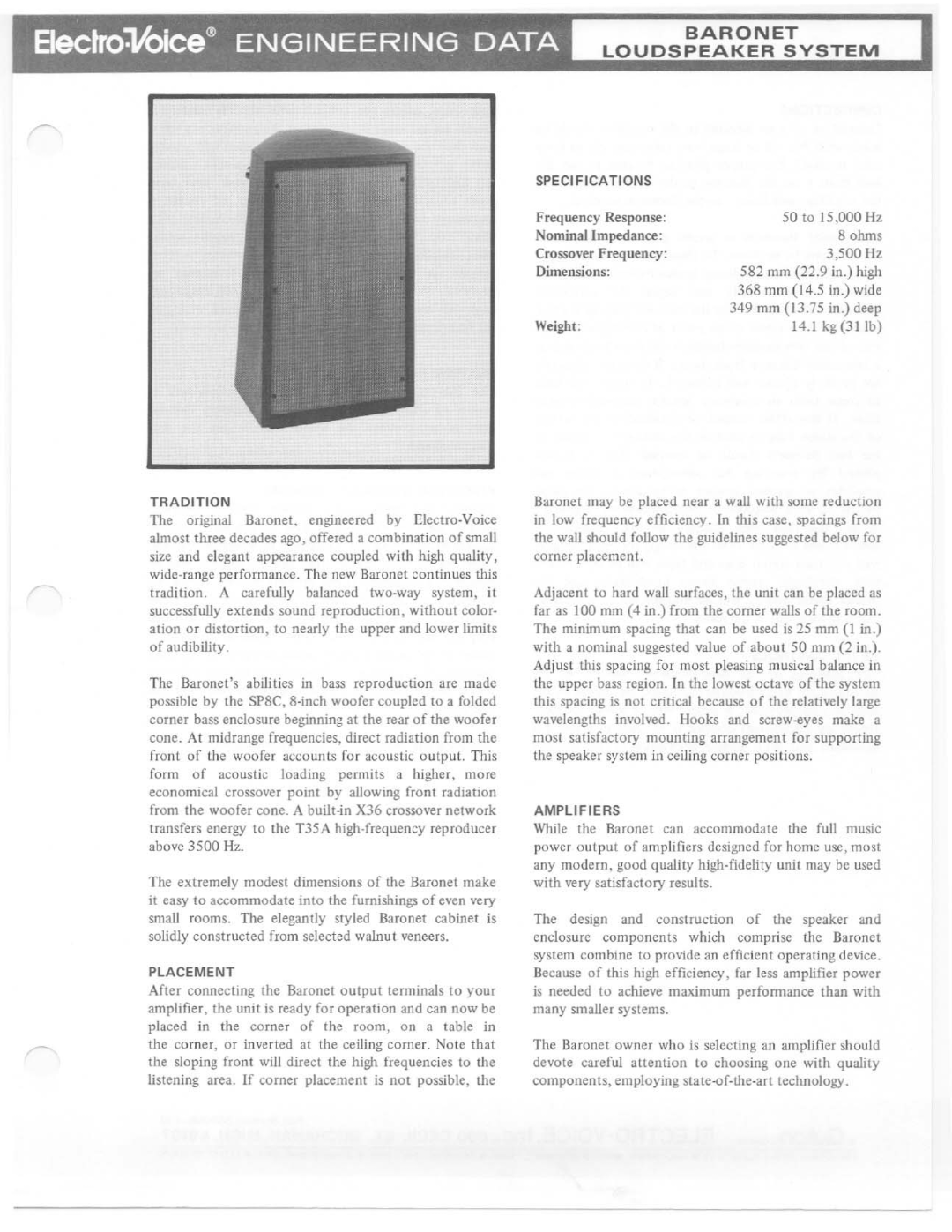 Electro-Voice Baronet manual 