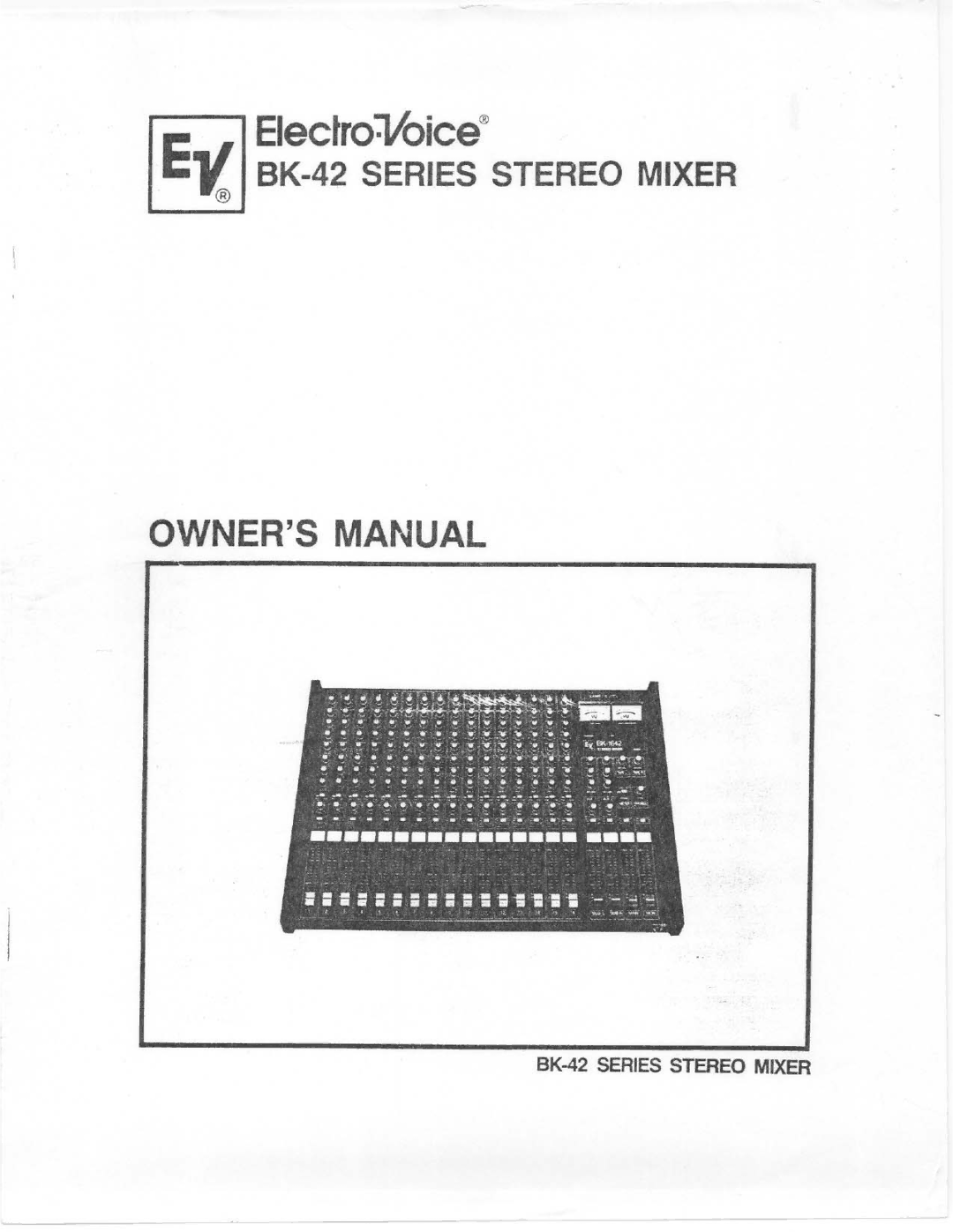 Electro-Voice BK-42 Series manual 