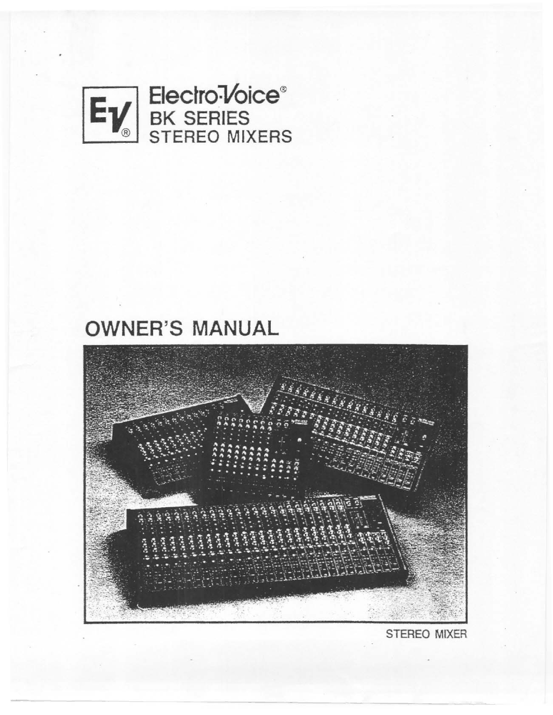 Electro-Voice BK Series manual 