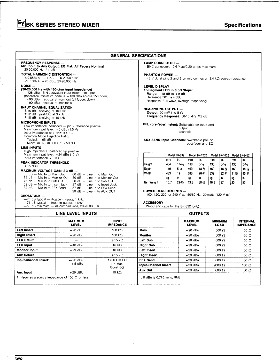 Electro-Voice BK manual 