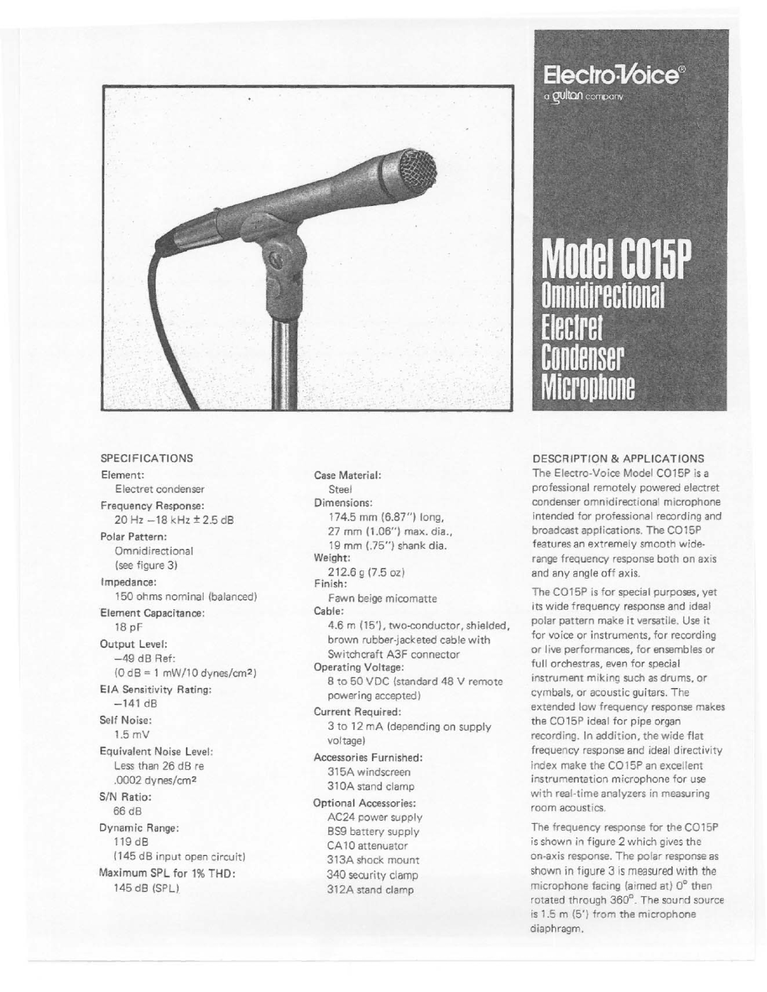 Electro-Voice C015P manual 