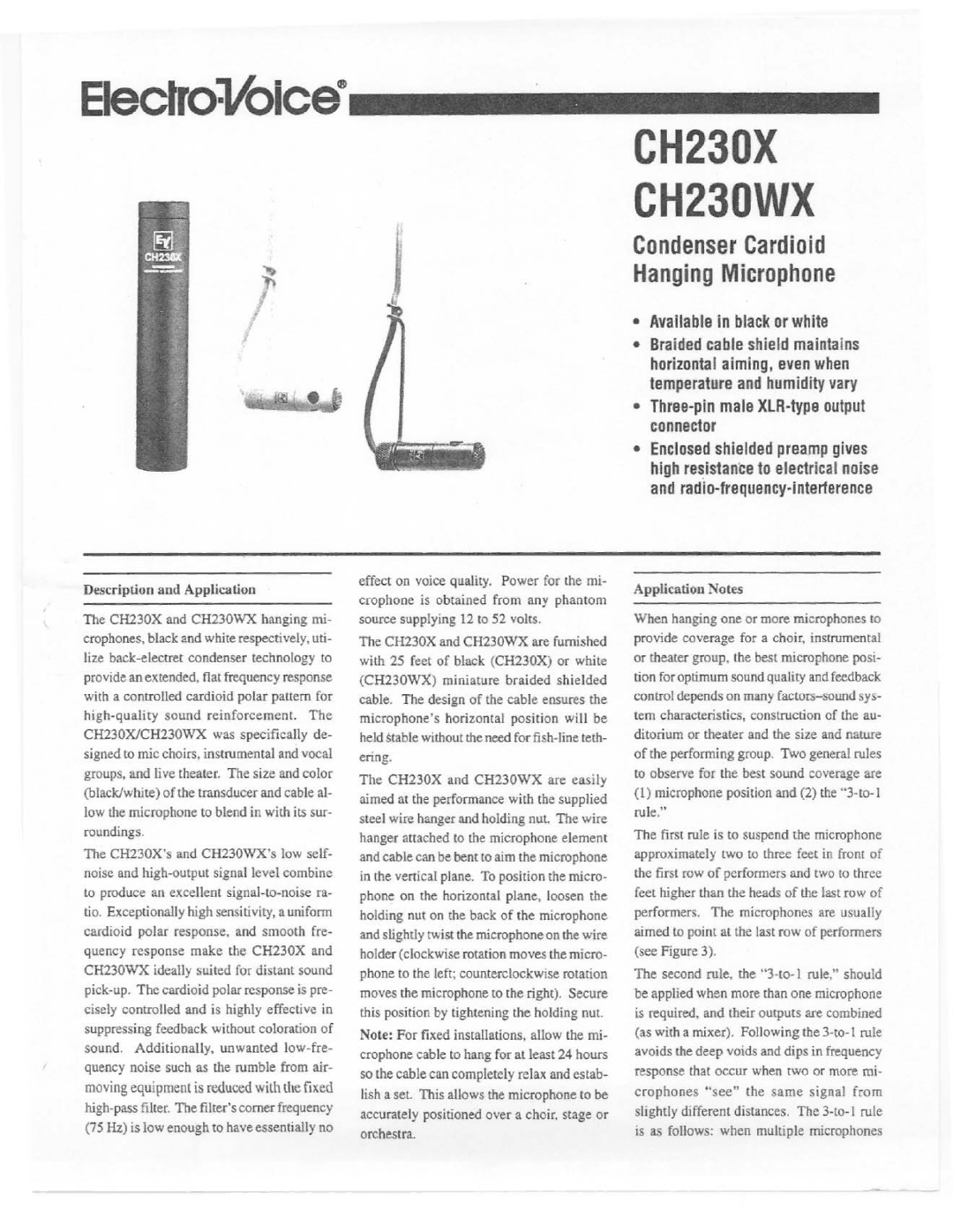 Electro-Voice CH230X, CH230WX manual 