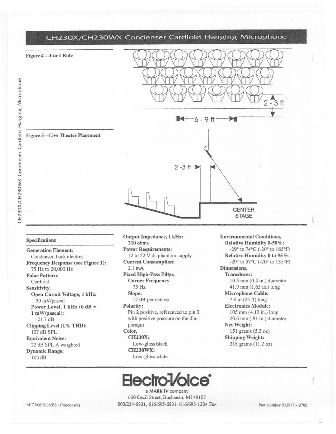 Electro-Voice CH230WX, CH230X manual 