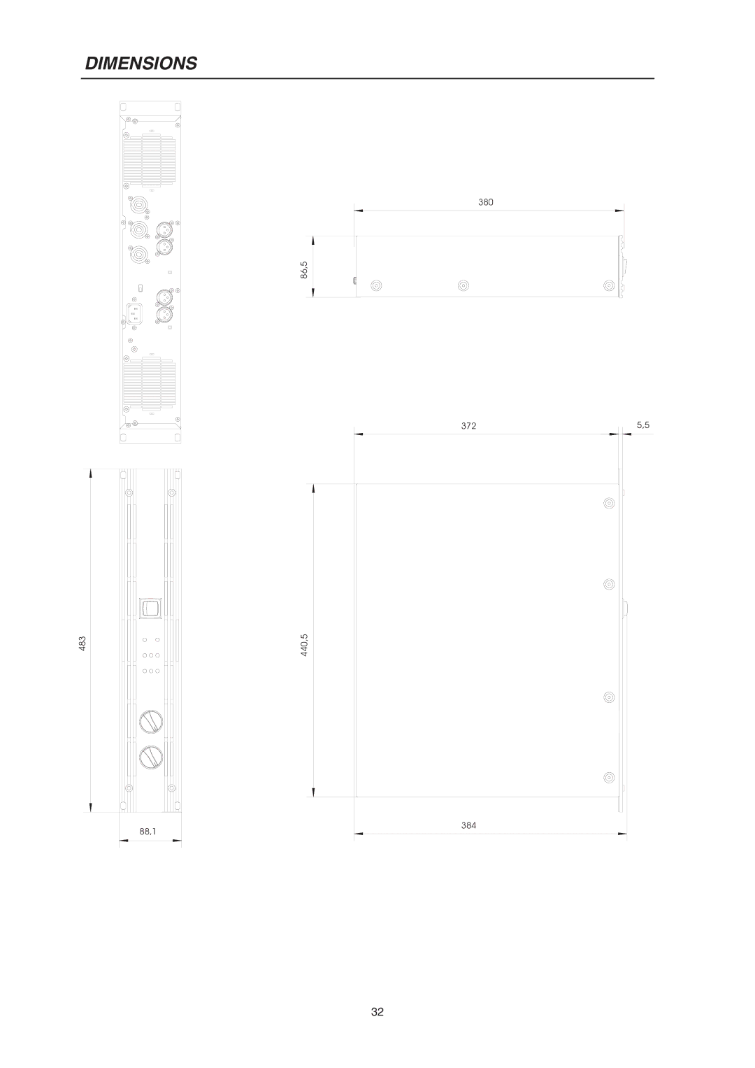 Electro-Voice CP3000S owner manual Dimensions 