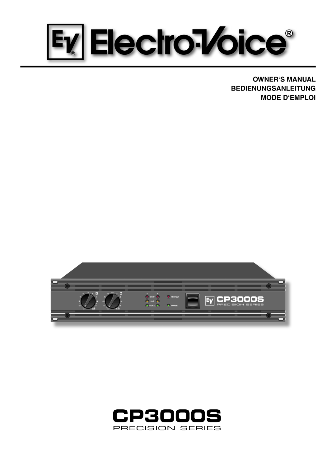Electro-Voice CP3000S owner manual Owner‘S Manual Bedienungsanleitung Mode D‘Emploi 