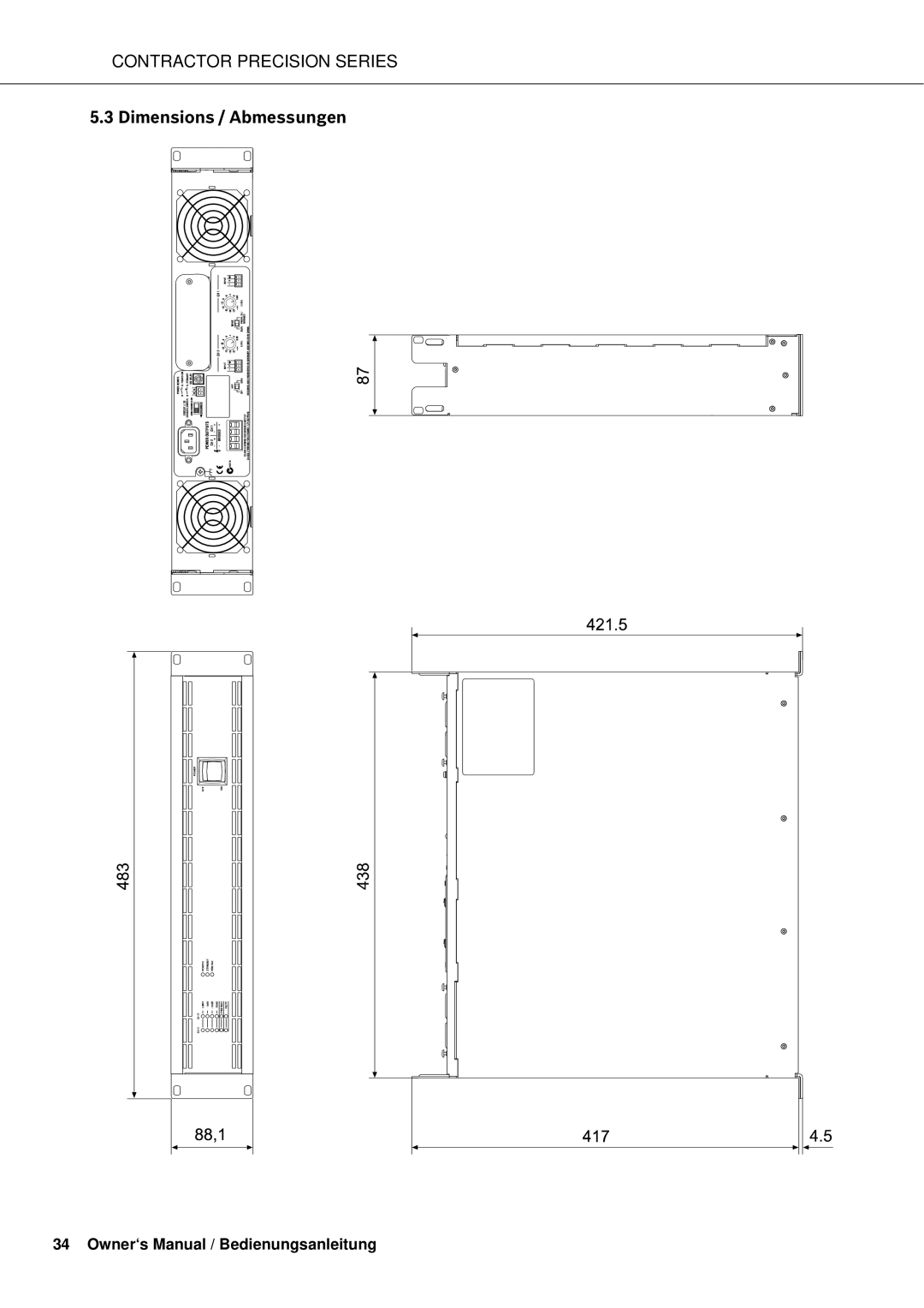 Electro-Voice CPS2.4, CPS2.6, CPS2.12, CPS2.9 owner manual Dimensions / Abmessungen 