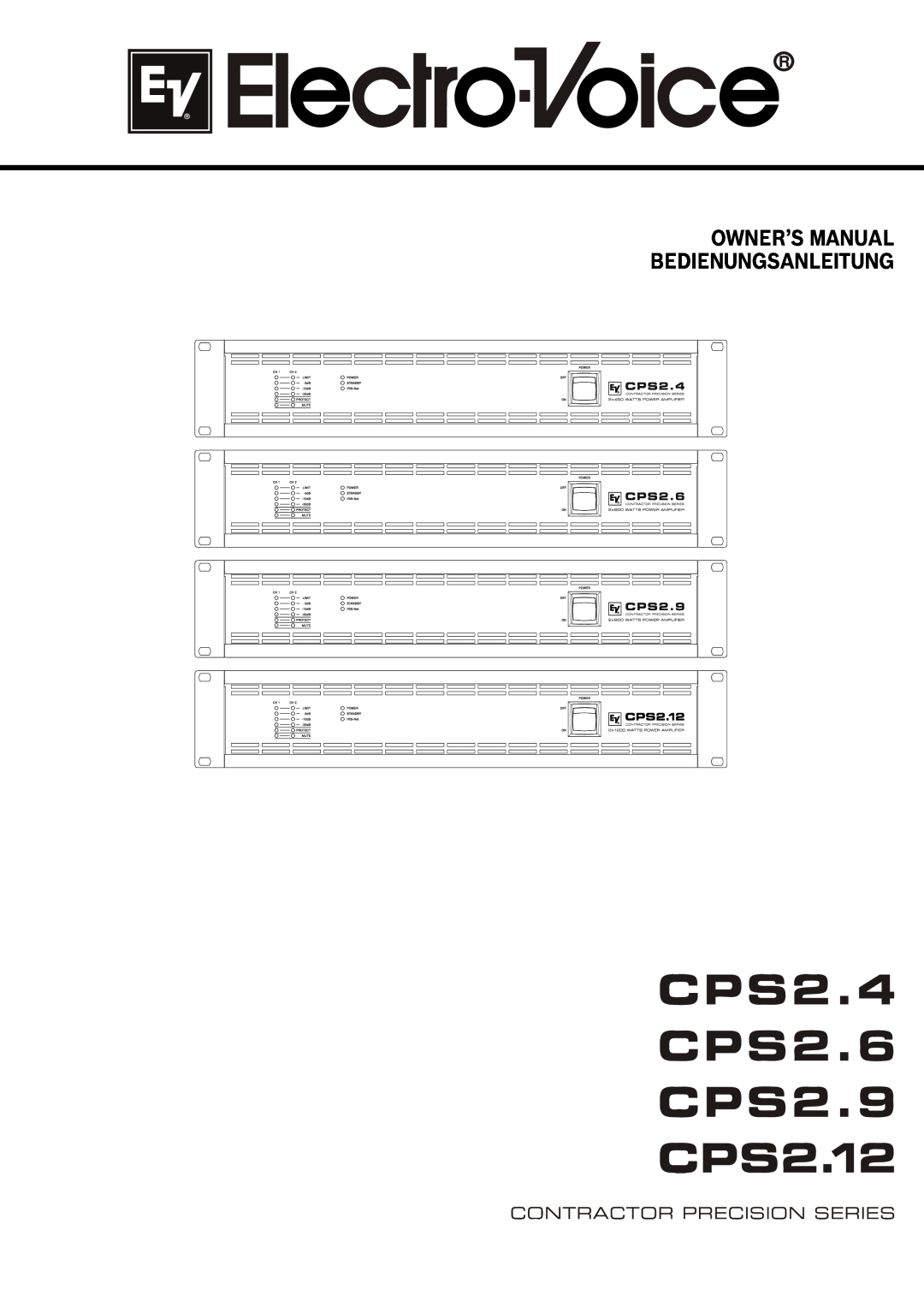 Electro-Voice CPS2.12, CPS2.6, CPS2.4, CPS2.9 owner manual 