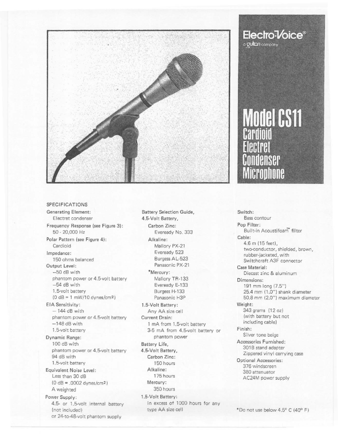 Electro-Voice CS11 manual 