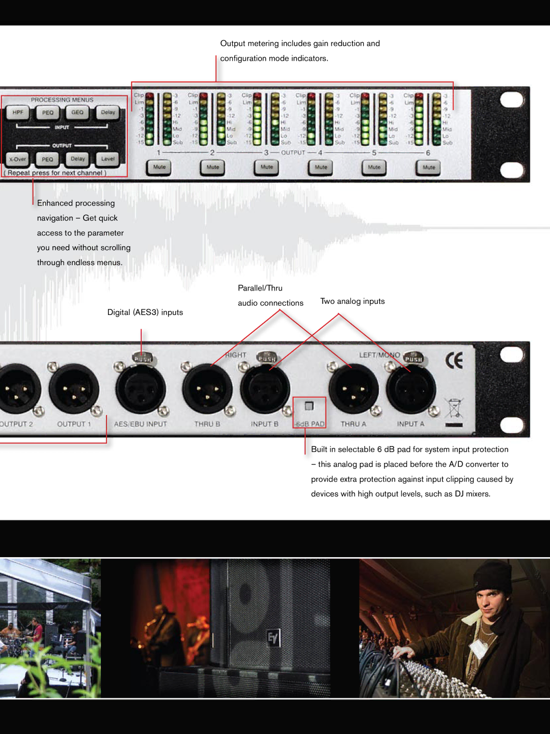 Electro-Voice DC-One manual Parallel/Thru Audio connections 