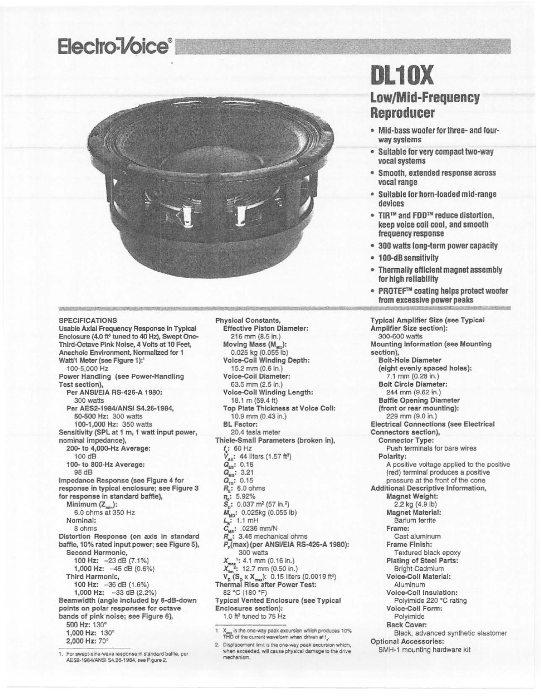 Electro-Voice DL10X manual 