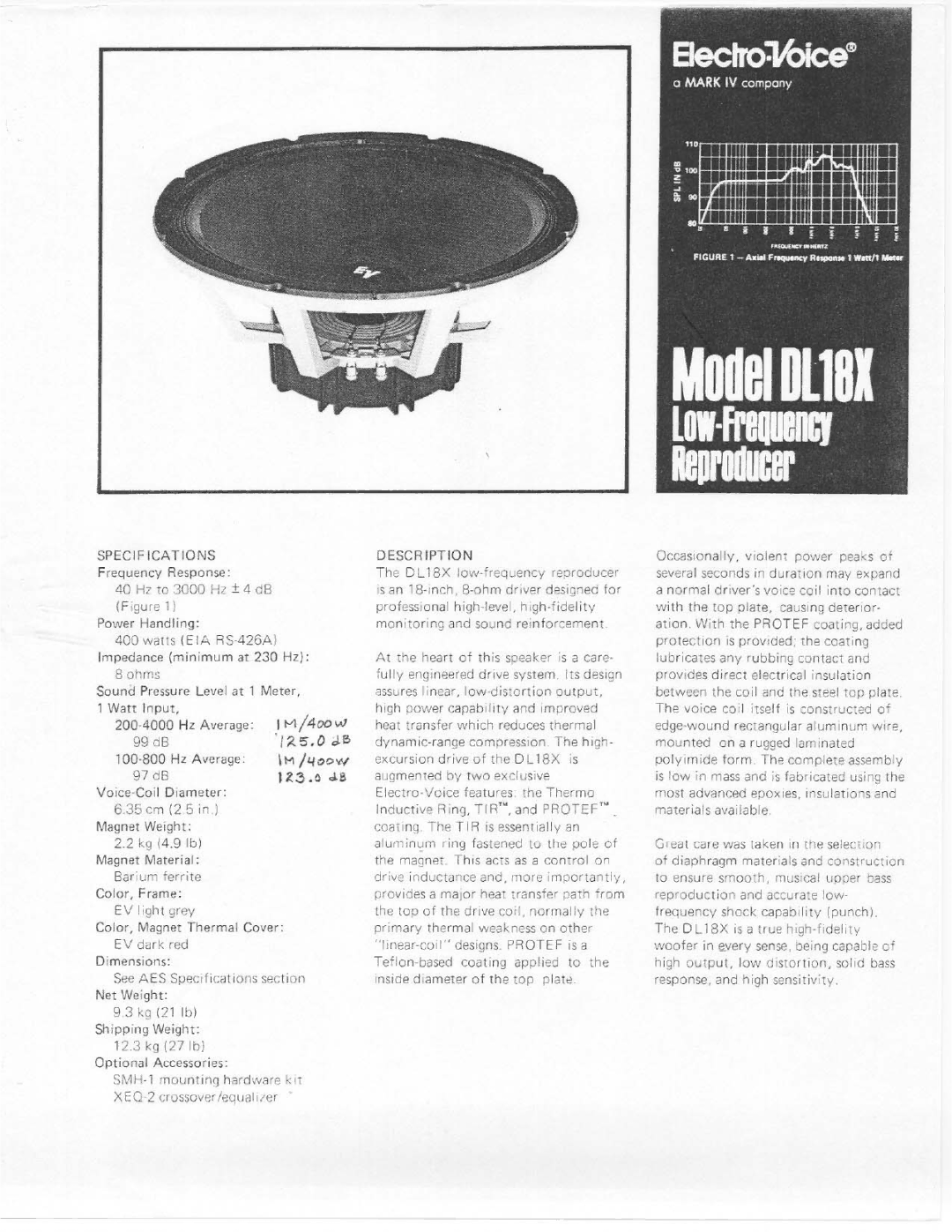 Electro-Voice DL18X manual 