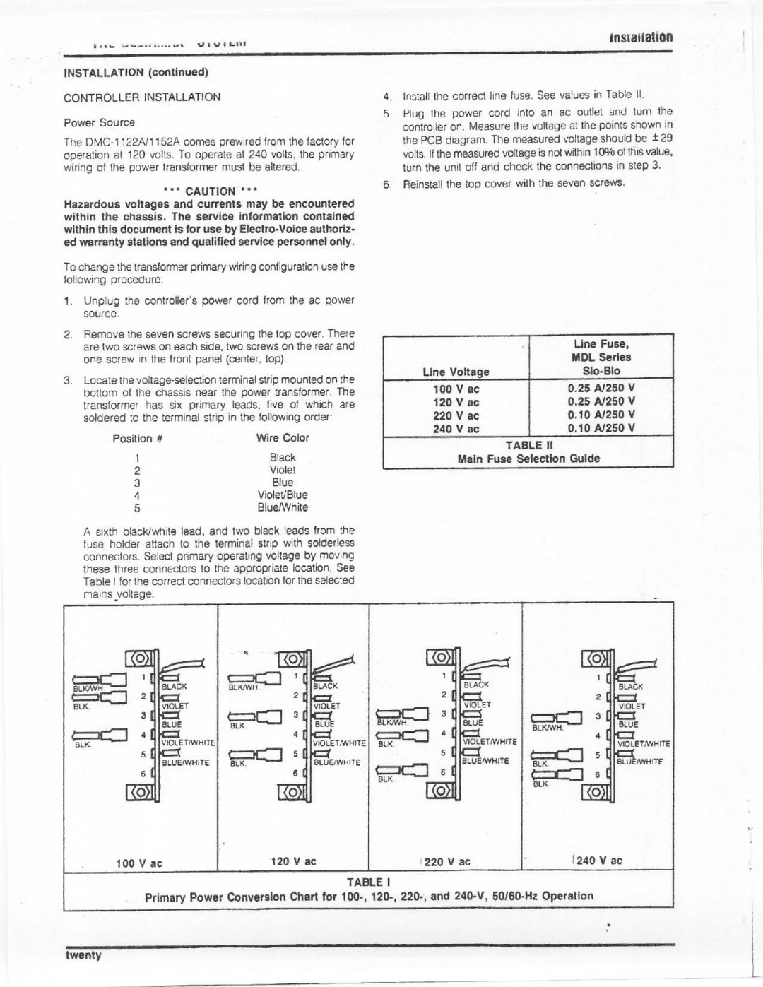 Electro-Voice DMC-1152A, DMC-1122A manual 