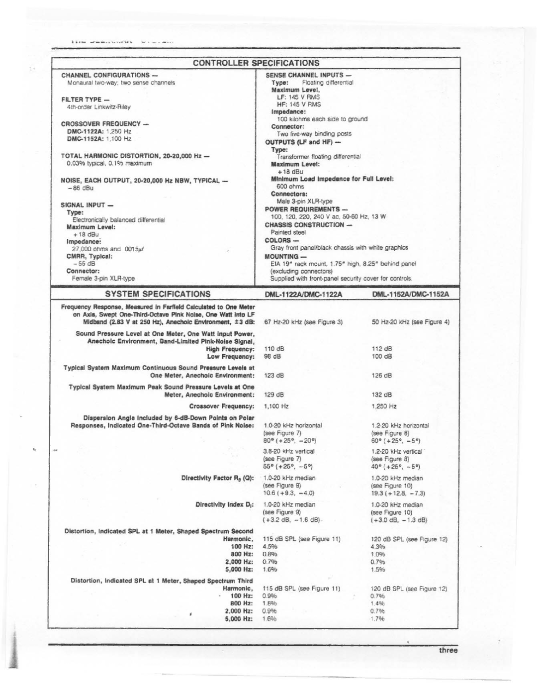 Electro-Voice DMC-1122A, DMC-1152A manual 