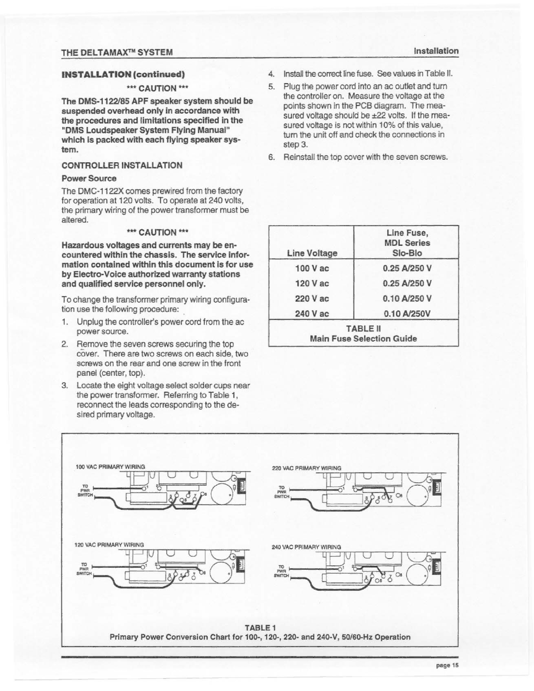 Electro-Voice DMC-85, DMC-1122X manual 