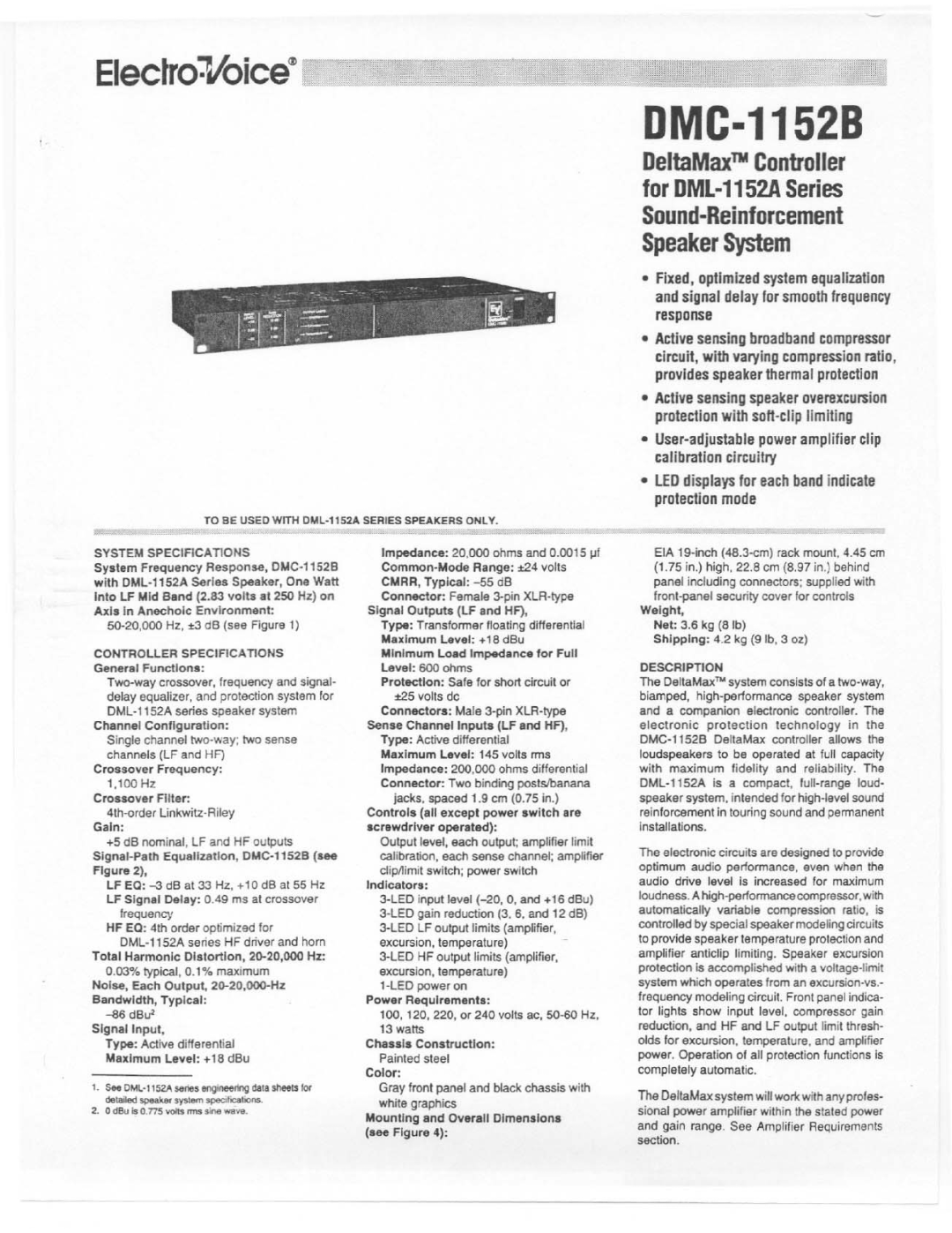 Electro-Voice DMC-1152B manual 