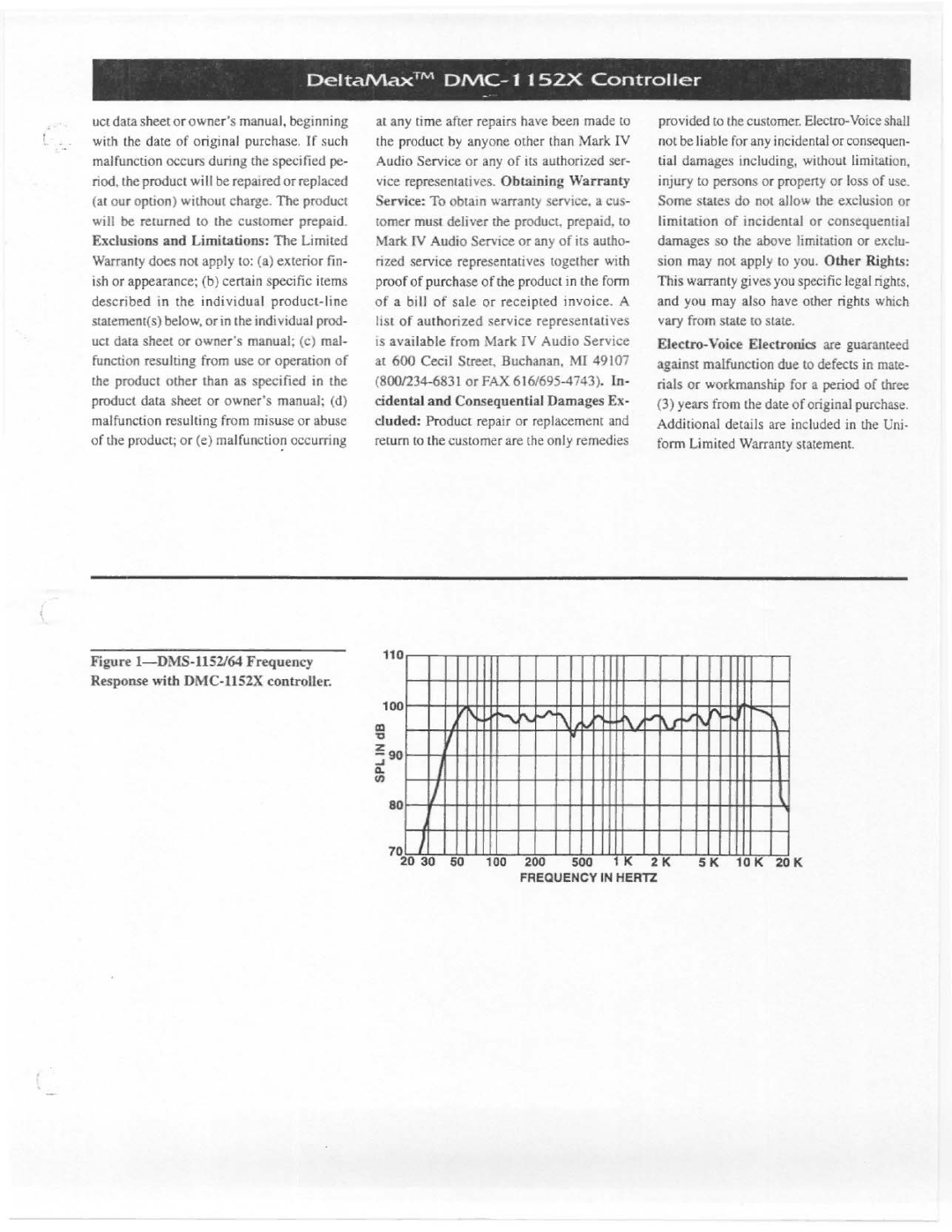 Electro-Voice DMC-1152X manual 