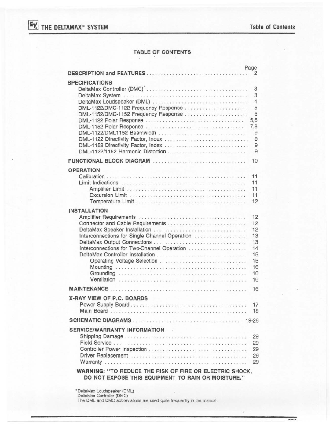 Electro-Voice DML-1122 manual 