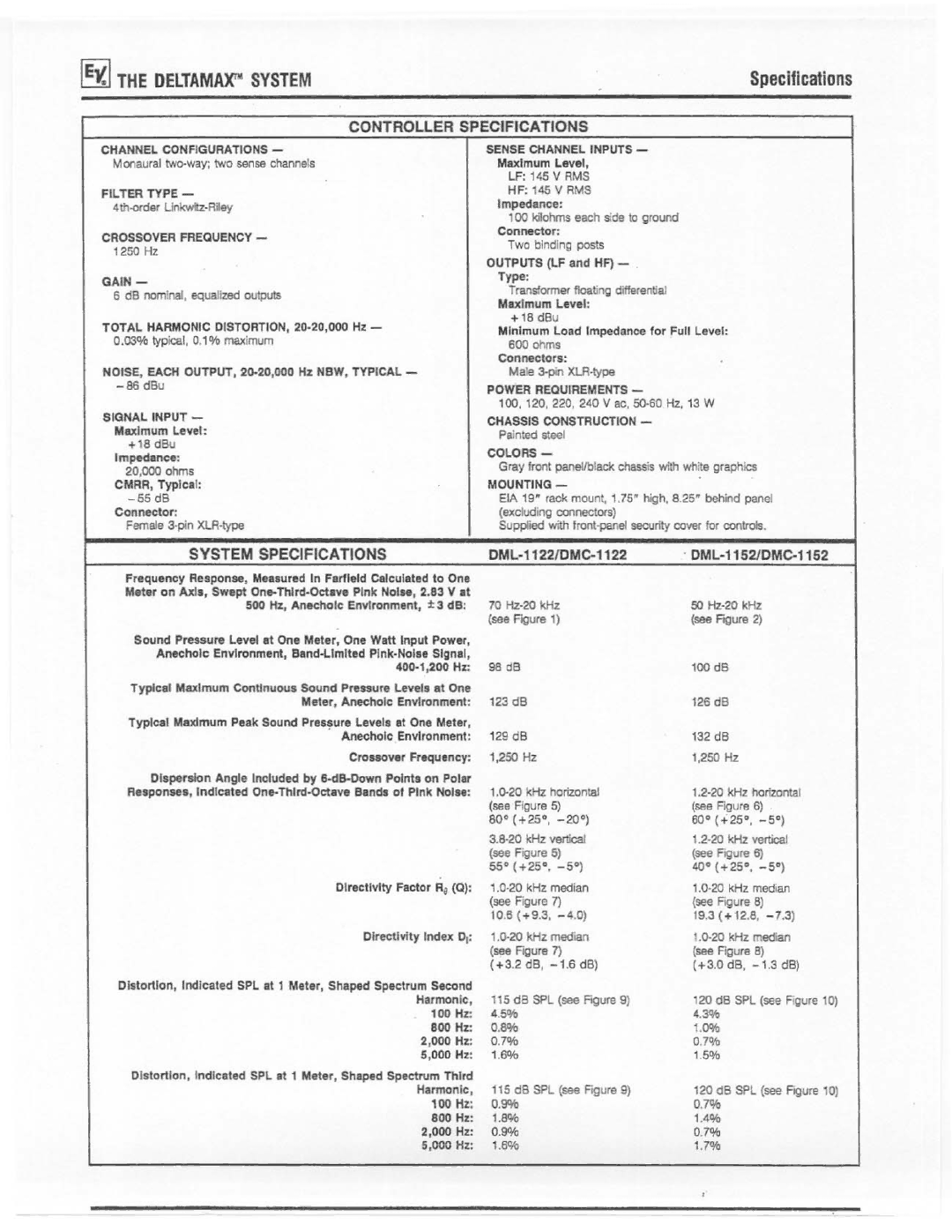 Electro-Voice DML-1122 manual 