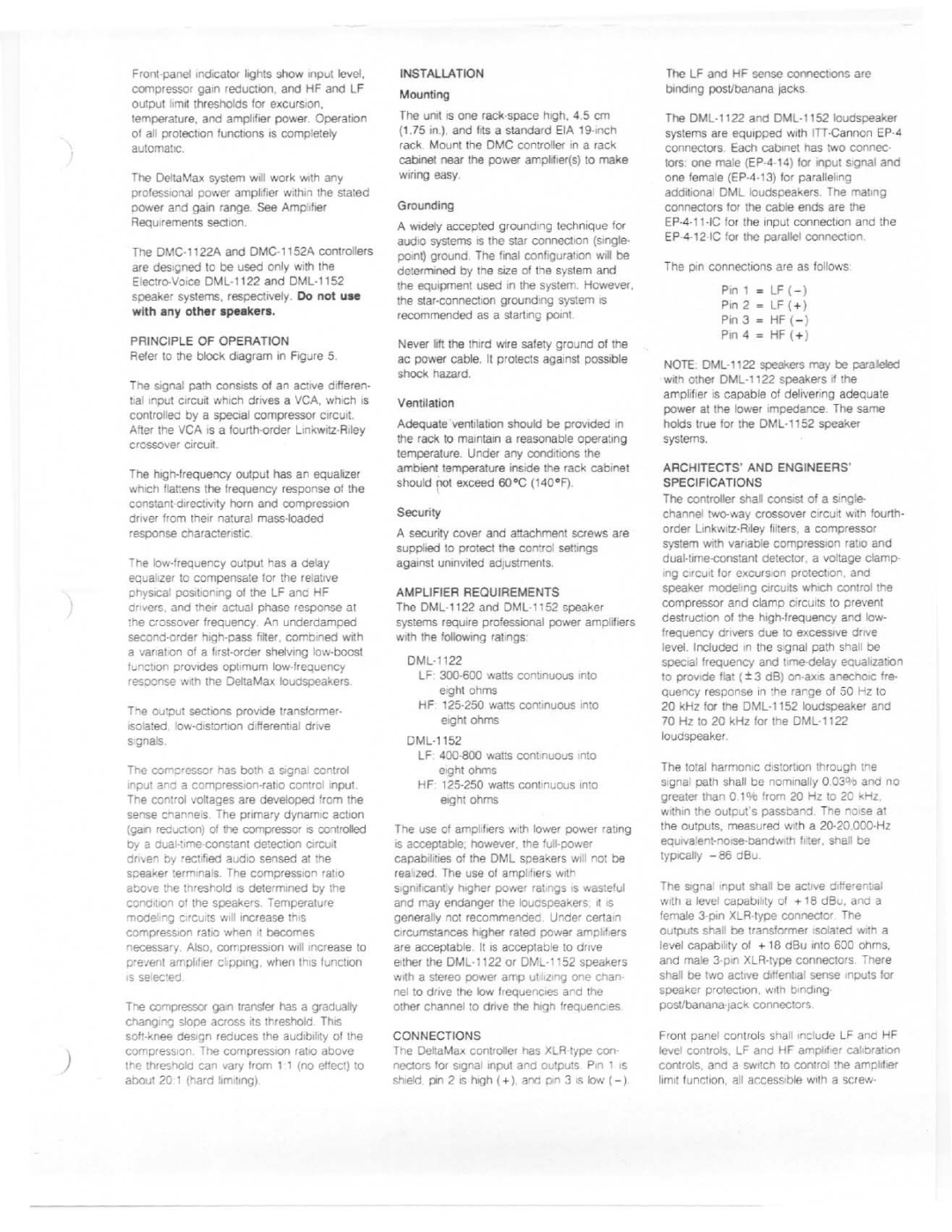 Electro-Voice DML-1122A Series manual 