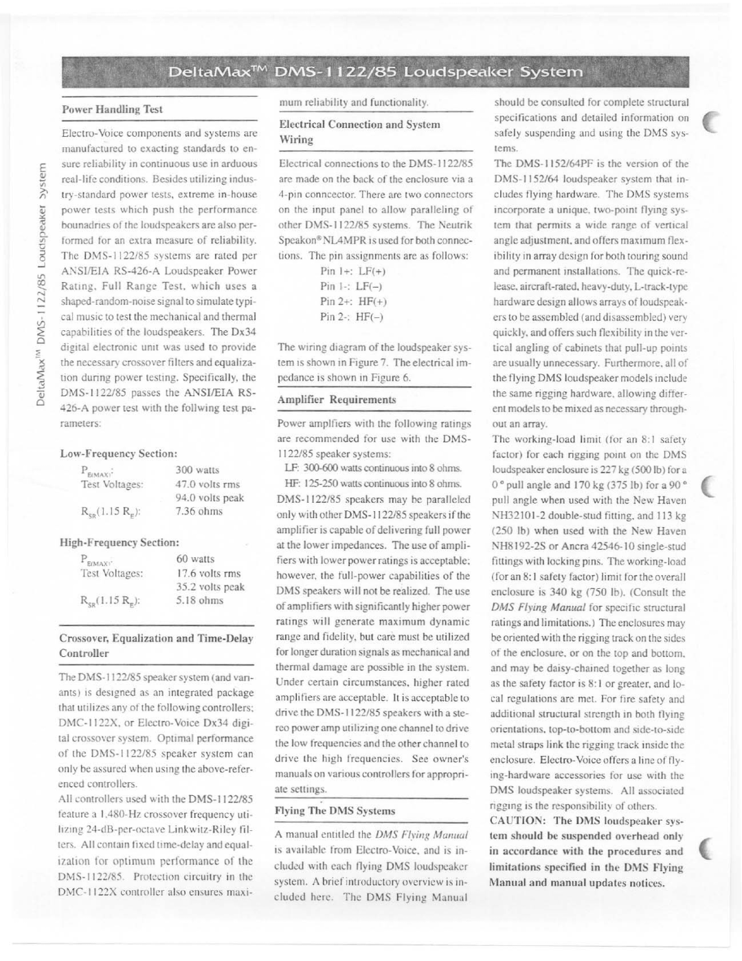 Electro-Voice DMS-1122/85 manual 