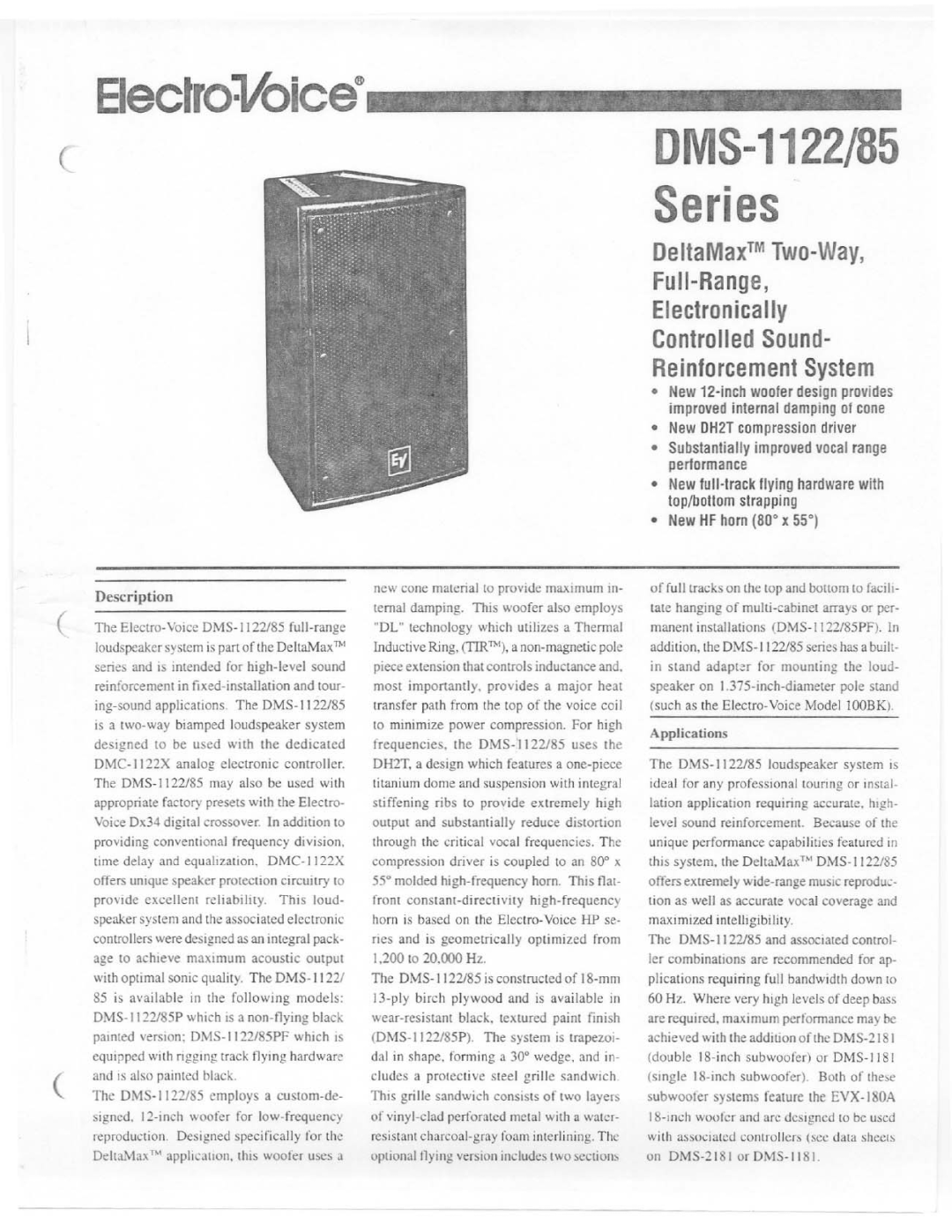 Electro-Voice DMS-1122/85 manual 