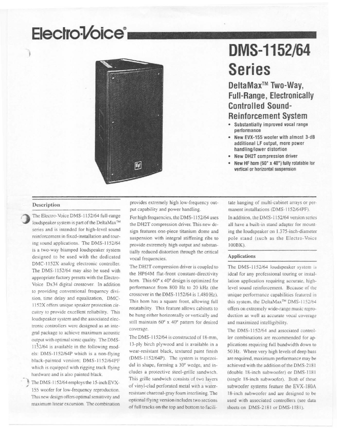 Electro-Voice DMS-1152 Series, DMS-1164 Series manual 