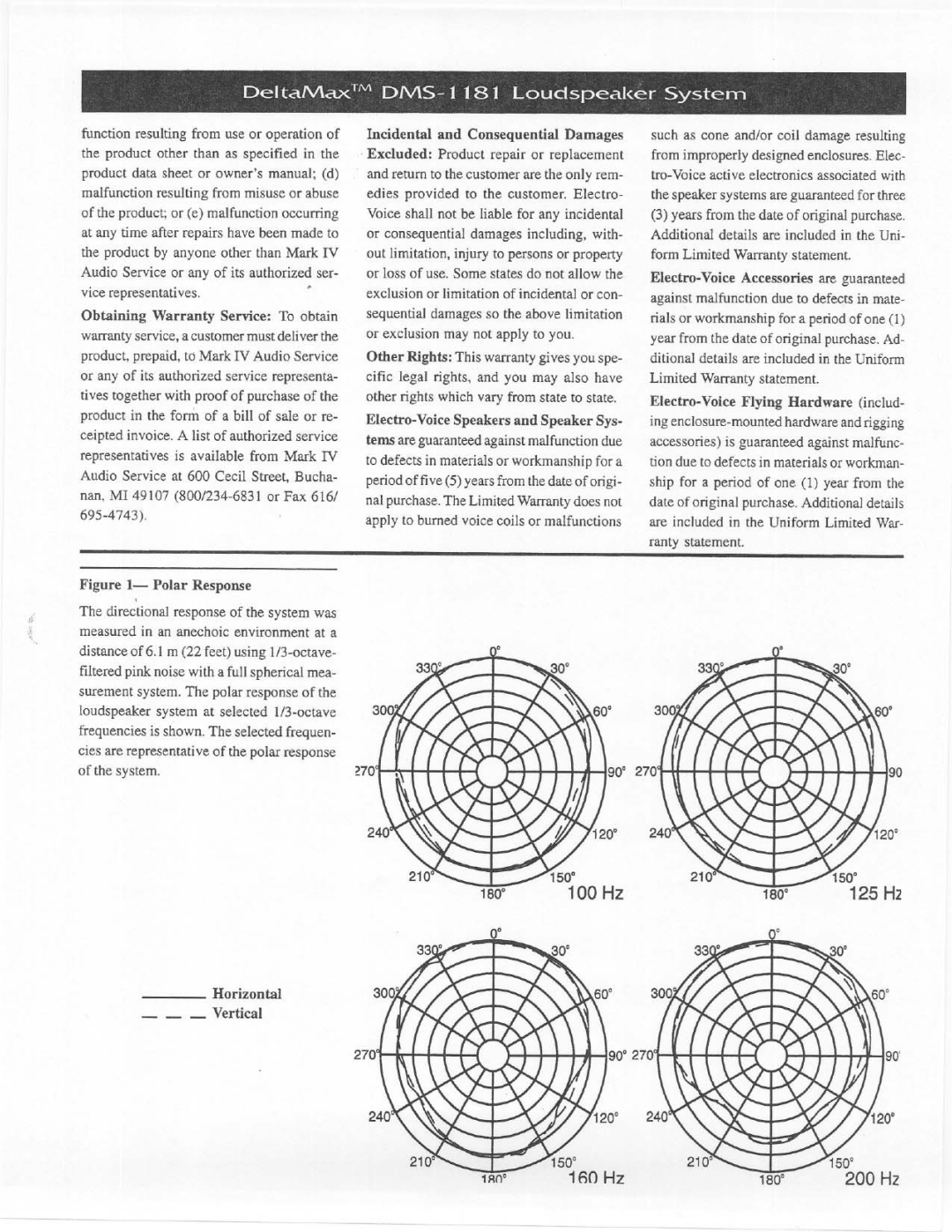 Electro-Voice DMS-1181 manual 