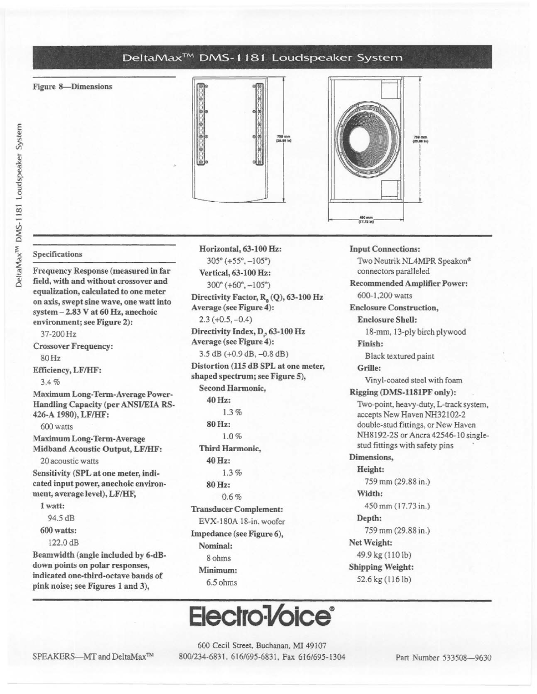 Electro-Voice DMS-1181 manual 