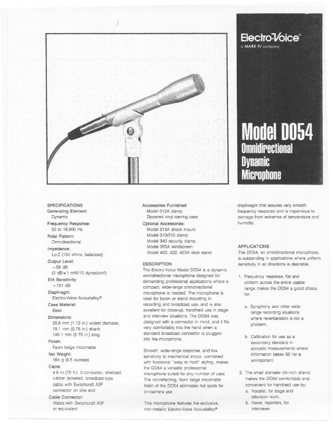 Electro-Voice DO54 manual 