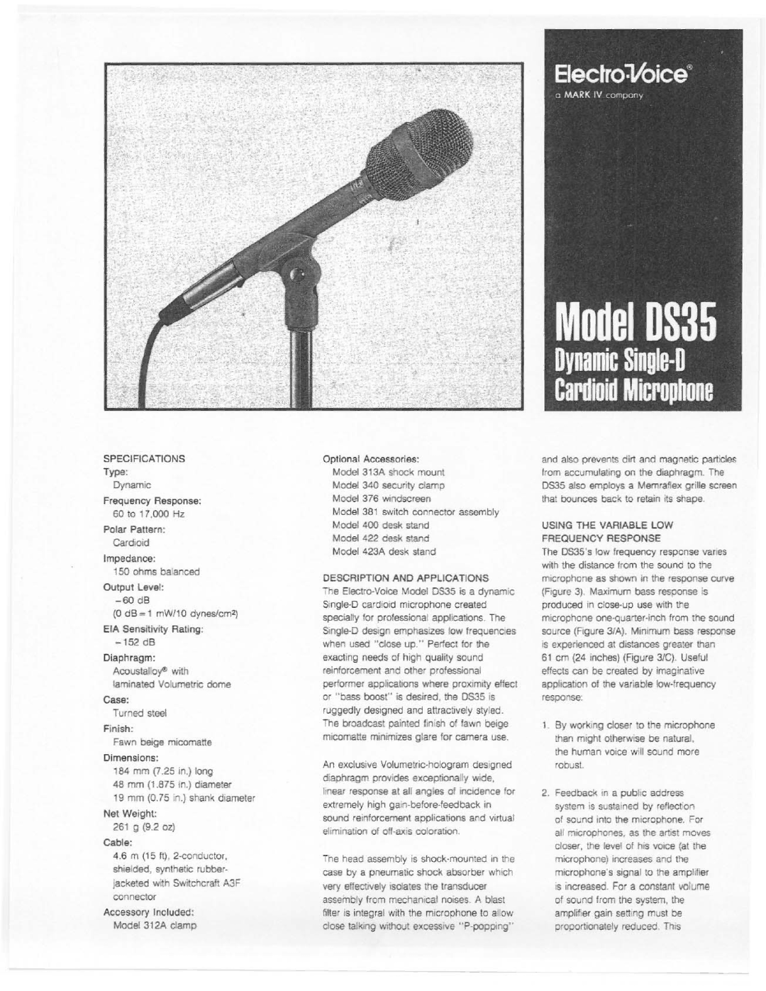 Electro-Voice DS35 manual 