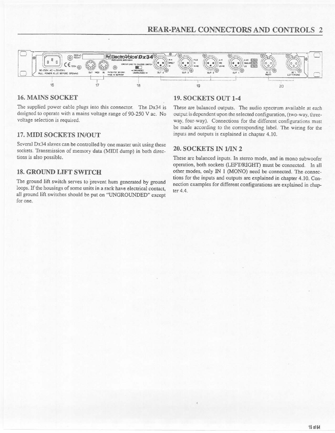 Electro-Voice Dx34 manual 