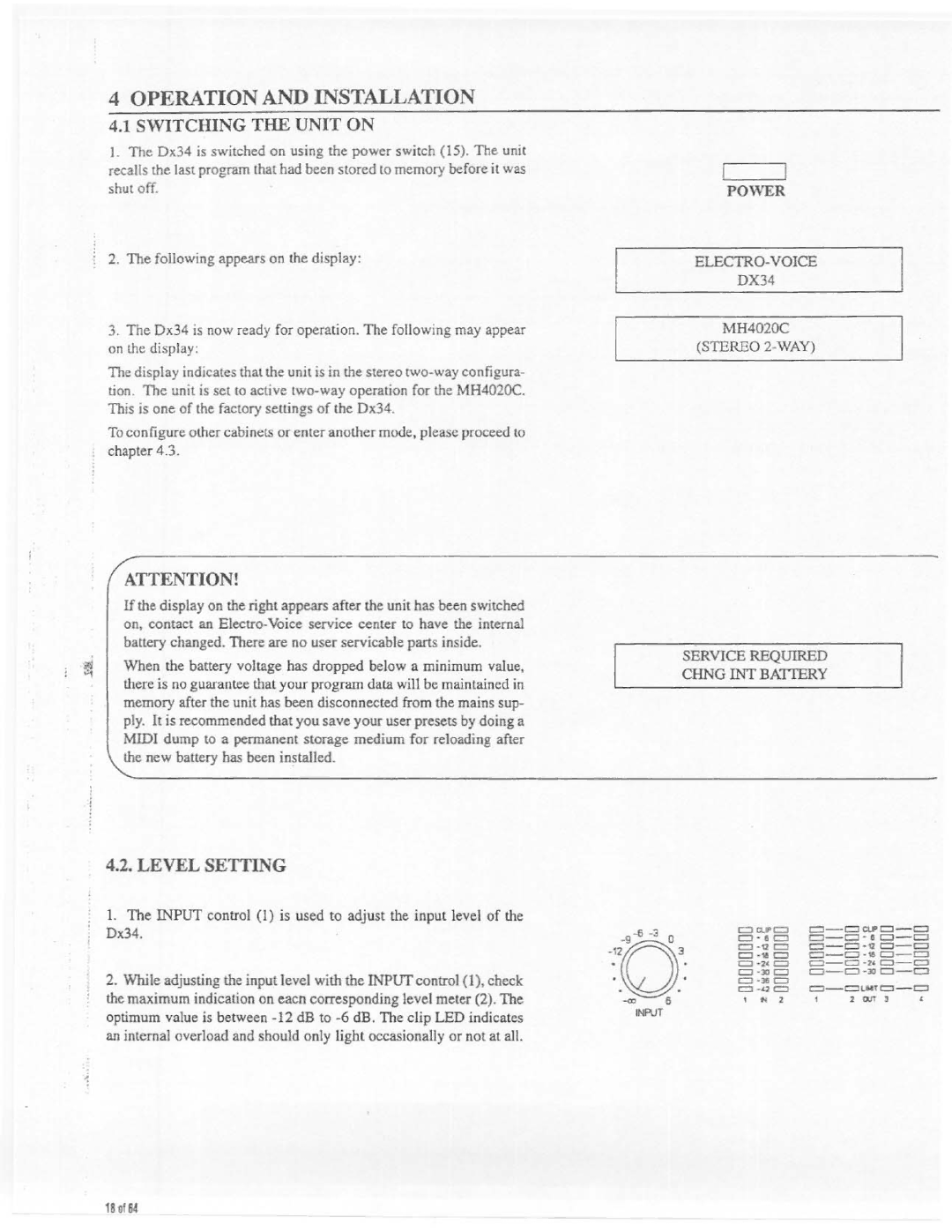 Electro-Voice Dx34 manual 