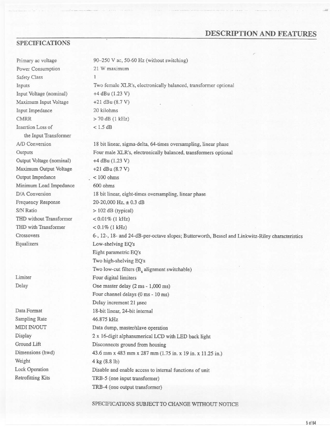 Electro-Voice Dx34 manual 