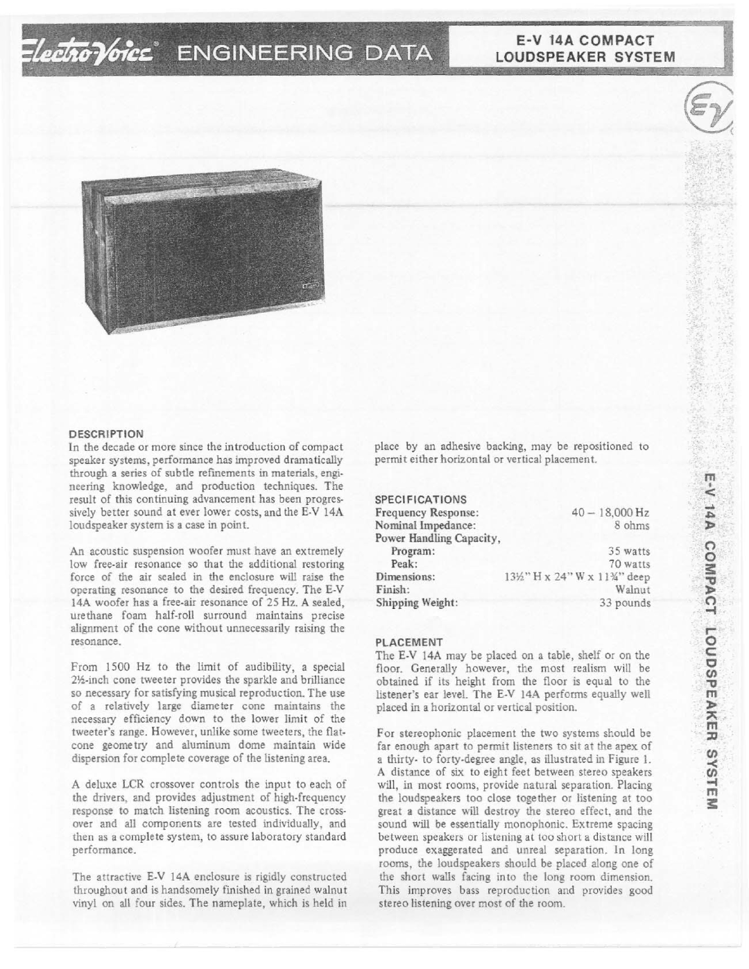 Electro-Voice E-V 14A manual 