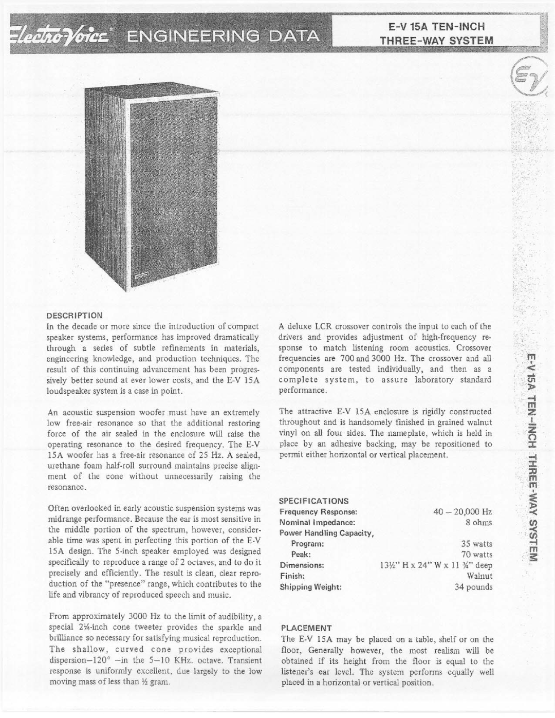 Electro-Voice E-V 15A manual 