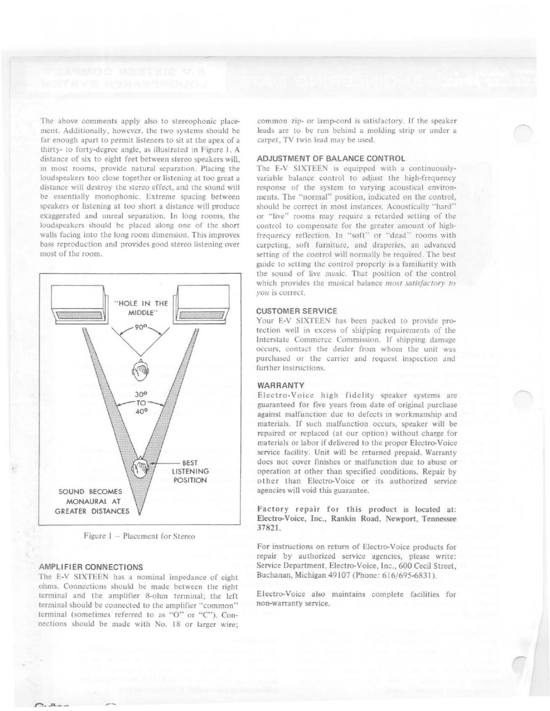 Electro-Voice E-V Sixteen manual 