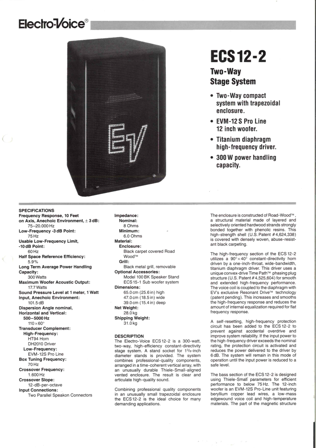 Electro-Voice ECS 12-2 manual 